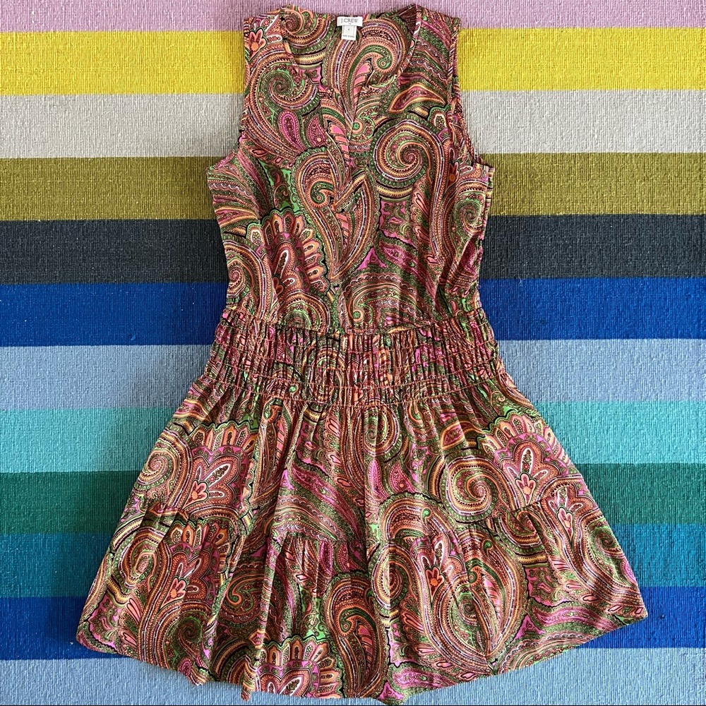 J. Crew Paisley Sleeveless Tiered V-neck Dress • NWOT • Size 2